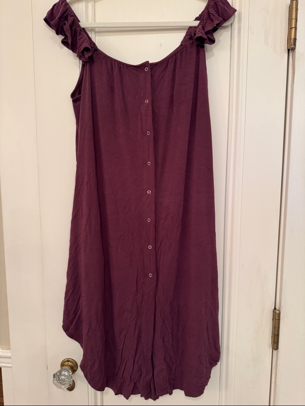 Women's Button-Front Ruffle Strap Labor and Delivery Gown